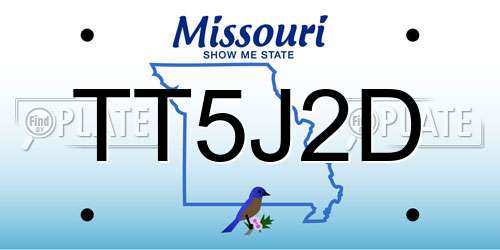 TT5J2D Missouri License Plate