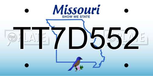 TT7D552 Missouri License Plate