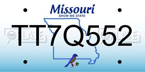 TT7Q552 Missouri License Plate