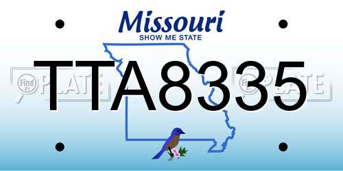 TTA8335 Missouri License Plate
