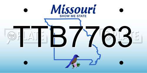 TTB7763 Missouri License Plate