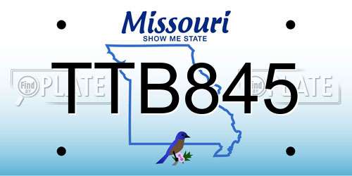 TTB845 Missouri License Plate
