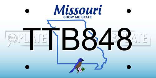 TTB848 Missouri License Plate