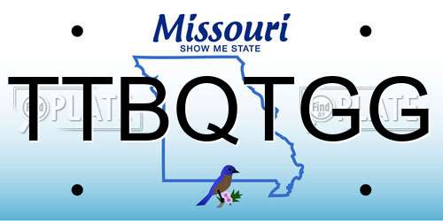TTBQTGG Missouri License Plate