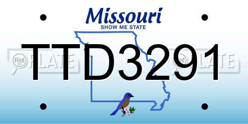 TTD3291 Missouri License Plate