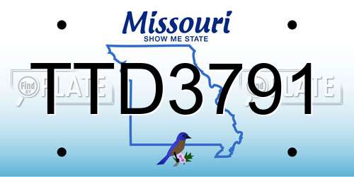 TTD3791 Missouri License Plate