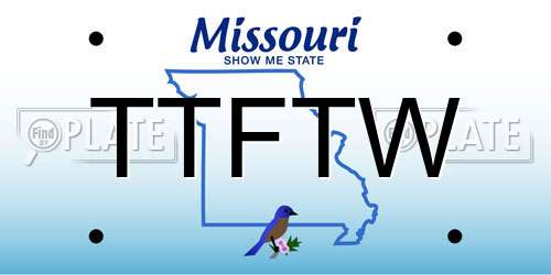 TTFTW Missouri License Plate