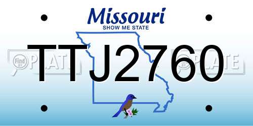 TTJ2760 Missouri License Plate