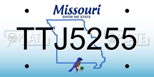 TTJ5255 Missouri License Plate