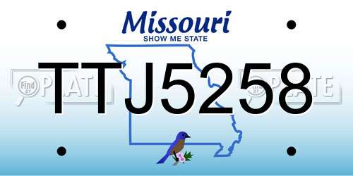 TTJ5258 Missouri License Plate