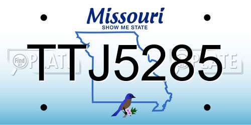 TTJ5285 Missouri License Plate