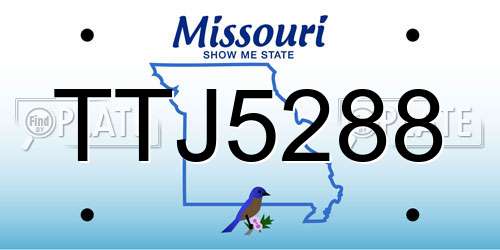 TTJ5288 Missouri License Plate