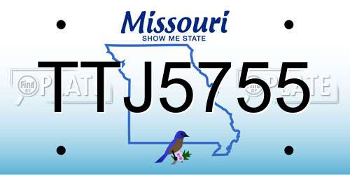 TTJ5755 Missouri License Plate