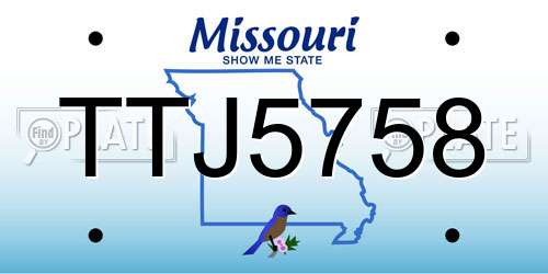 TTJ5758 Missouri License Plate