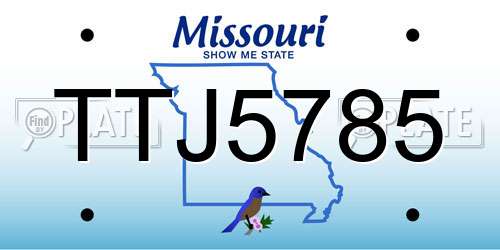 TTJ5785 Missouri License Plate