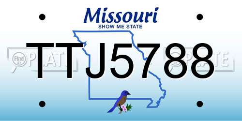 TTJ5788 Missouri License Plate