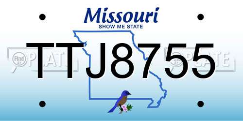 TTJ8755 Missouri License Plate