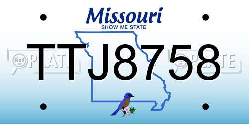 TTJ8758 Missouri License Plate