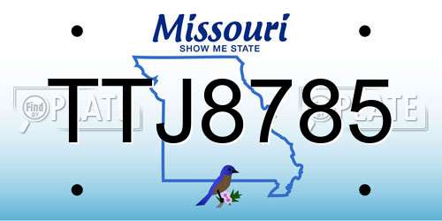 TTJ8785 Missouri License Plate