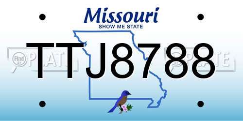 TTJ8788 Missouri License Plate