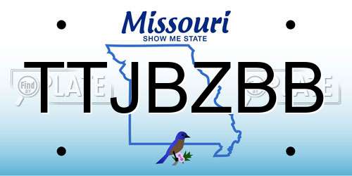 TTJBZBB Missouri License Plate