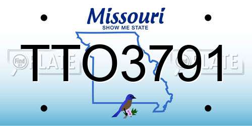TTO3791 Missouri License Plate