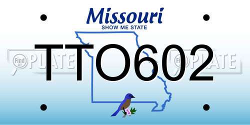 TTO602 Missouri License Plate