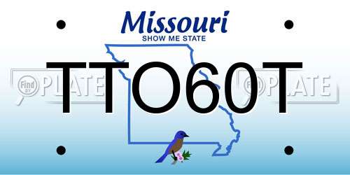 TTO60T Missouri License Plate