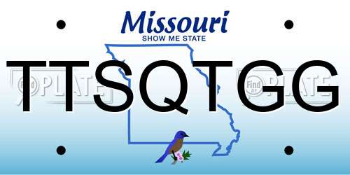 TTSQTGG Missouri License Plate