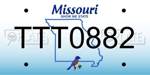 TTT0882 Missouri License Plate