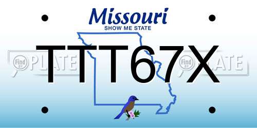 TTT67X Missouri License Plate