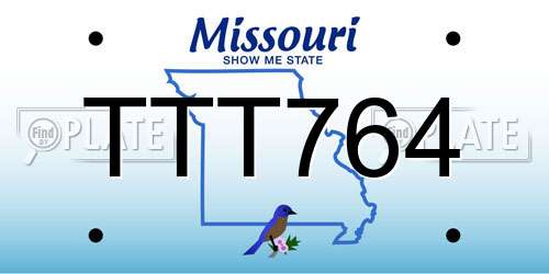 TTT764 Missouri License Plate