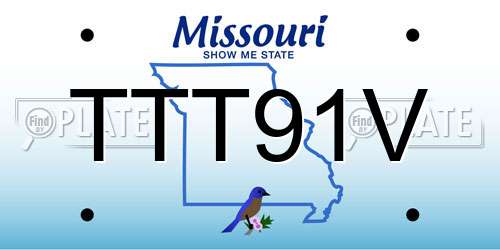 TTT91V Missouri License Plate