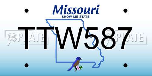 TTW587 Missouri License Plate