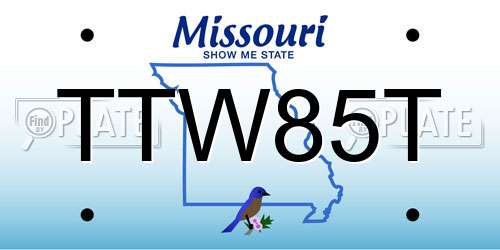 TTW85T Missouri License Plate