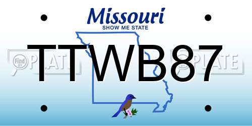 TTWB87 Missouri License Plate