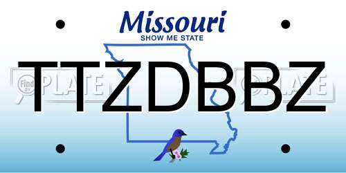 TTZDBBZ Missouri License Plate