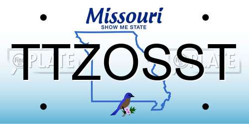 TTZOSST Missouri License Plate