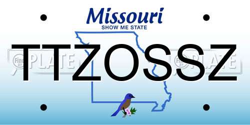 TTZOSSZ Missouri License Plate