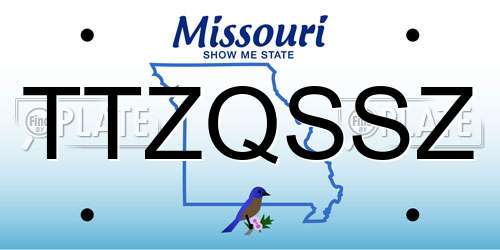 TTZQSSZ Missouri License Plate