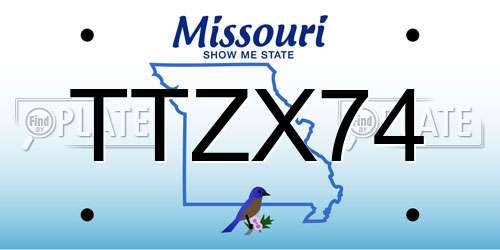 TTZX74 Missouri License Plate