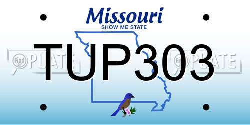 TUP303 Missouri License Plate