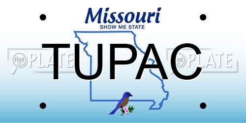 TUPAC Missouri License Plate