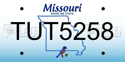 TUT5258 Missouri License Plate