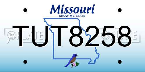 TUT8258 Missouri License Plate