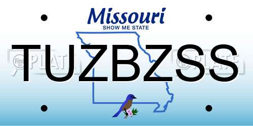 TUZBZSS Missouri License Plate