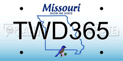 TWD365 Missouri License Plate