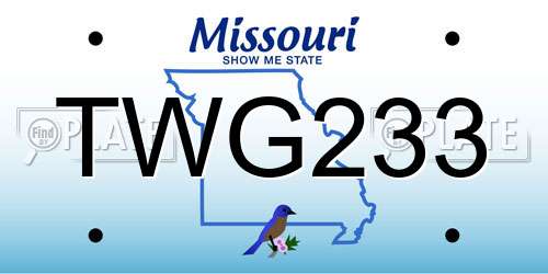TWG233 Missouri License Plate