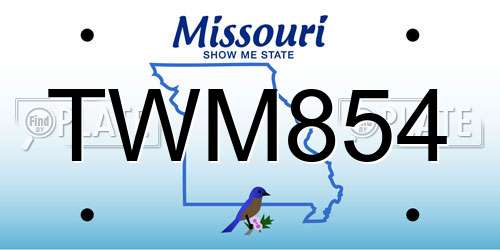 TWM854 Missouri License Plate