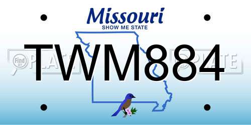 TWM884 Missouri License Plate